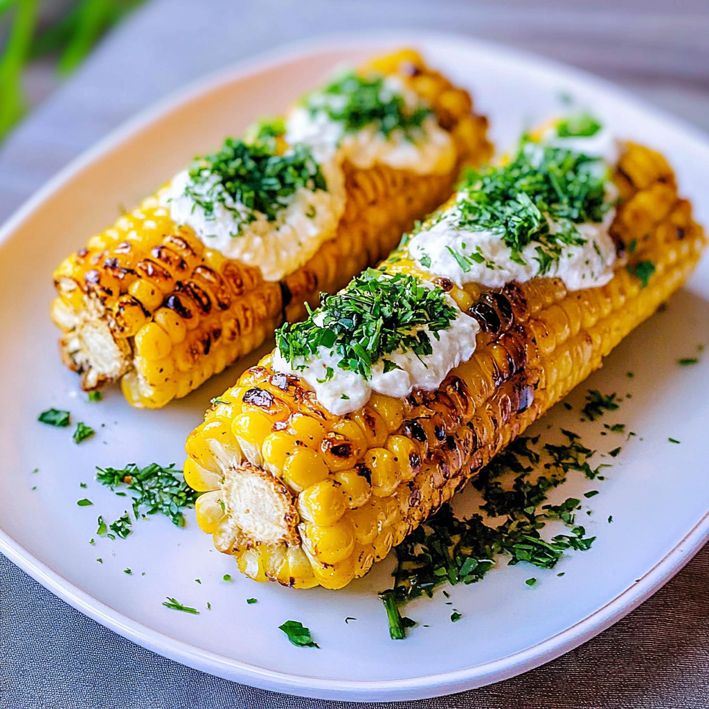 Recipe preparation for Grilled Corn on the Cob with Herb Butter