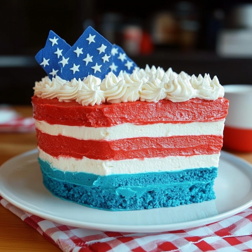 Recipe preparation for Patriotic Flag Cake