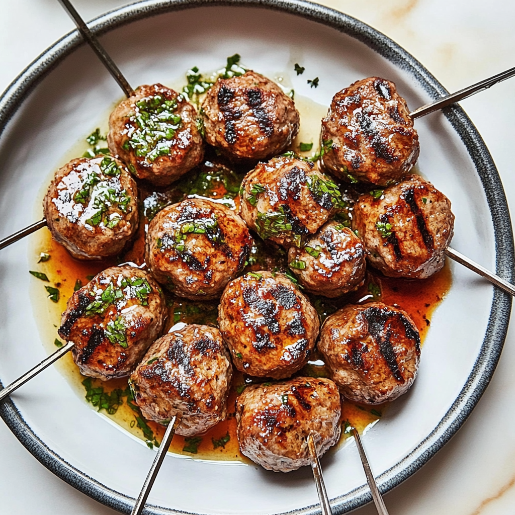 Recipe preparation for Grilled Meatballs