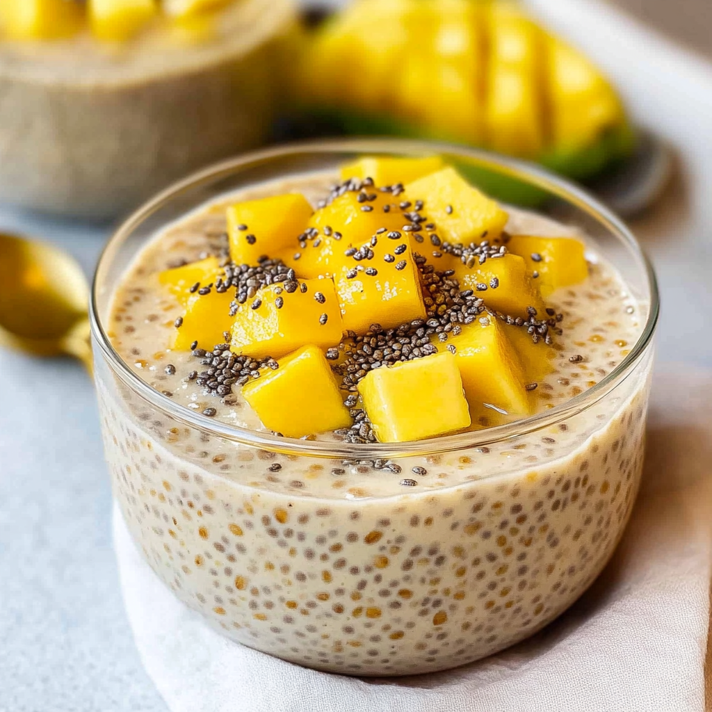 Recipe preparation for Chia Pudding with Mango