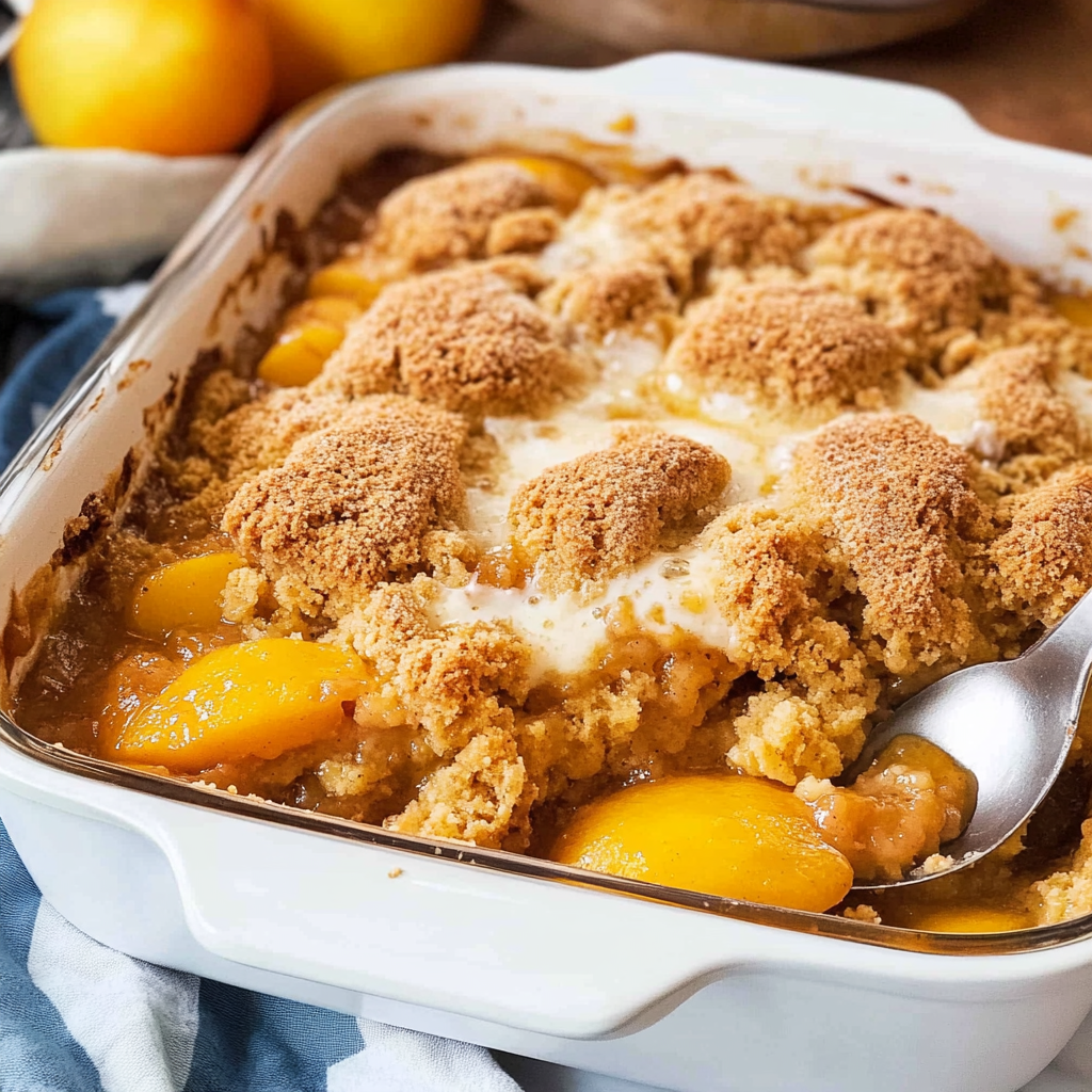 Recipe preparation for Peach Cobbler with Fresh Peaches