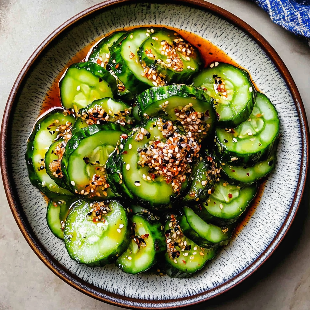 Recipe preparation for Quick Pickled Cucumber Salad with Chili Flakes