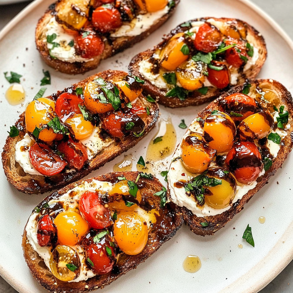 Recipe preparation for Nectarine and Tomato Bruschetta