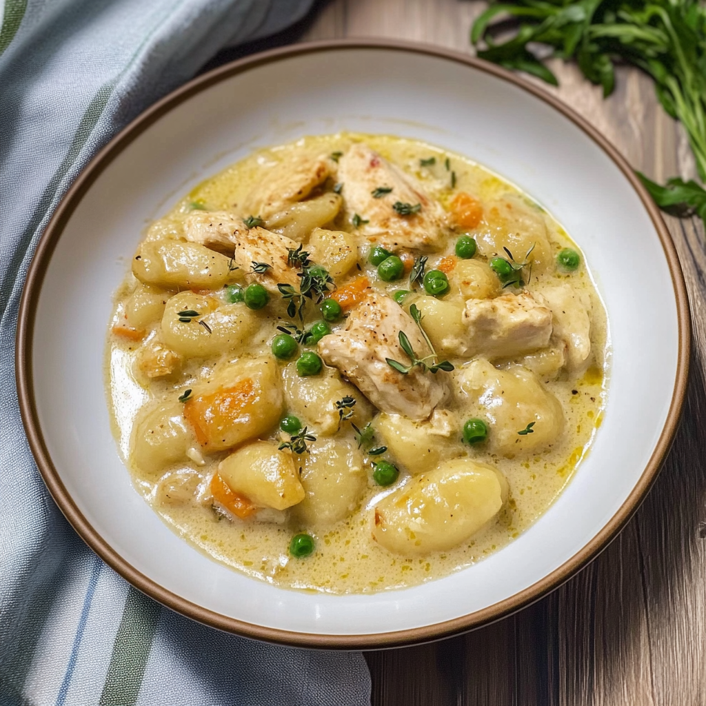 Recipe preparation for One Pot Gnocchi Chicken Pot Pie