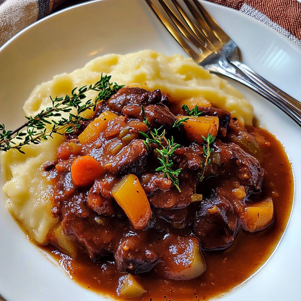 Recipe preparation for Hearty Beef Bourguignon
