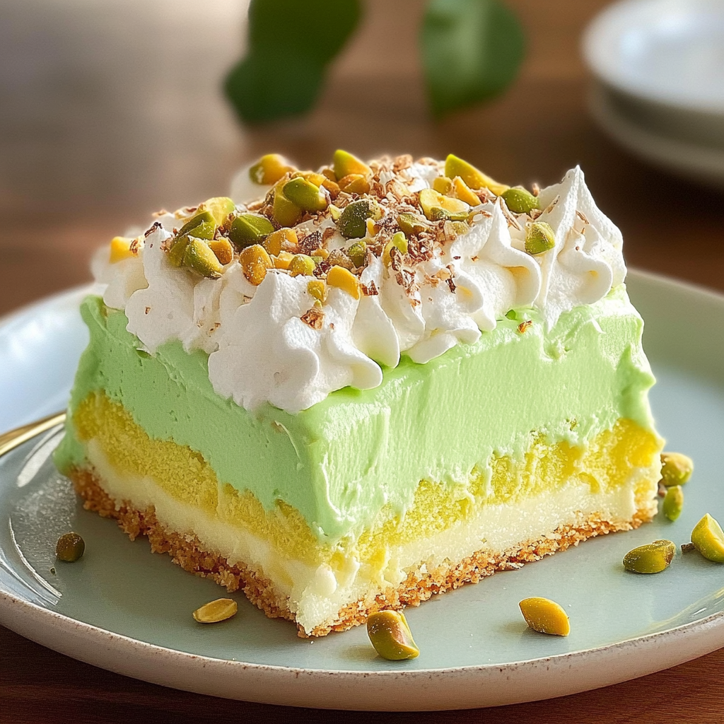 Recipe preparation for Tropical Pistachio Bliss Cake