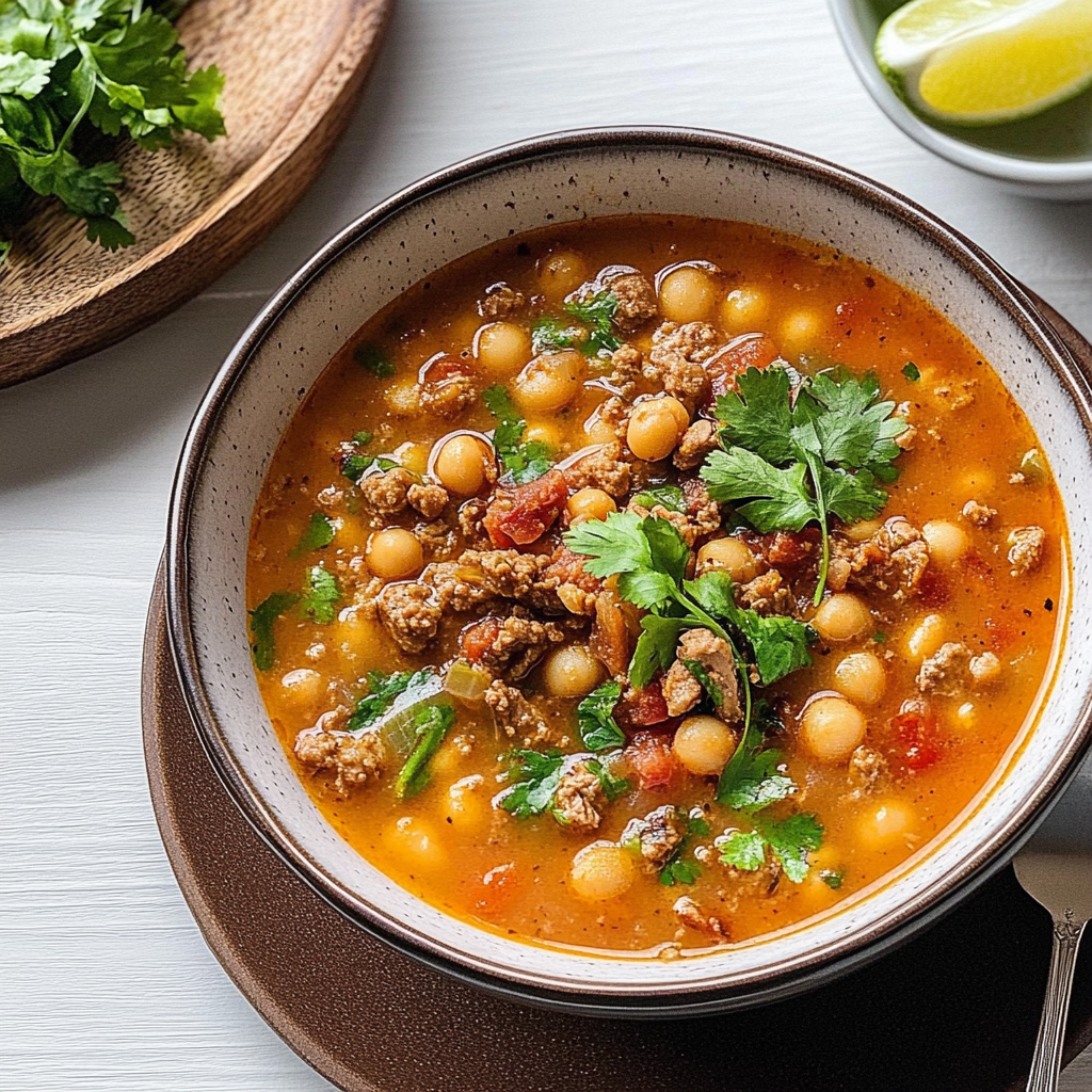 Recipe preparation for Lamb Shawarma Chickpea Soup