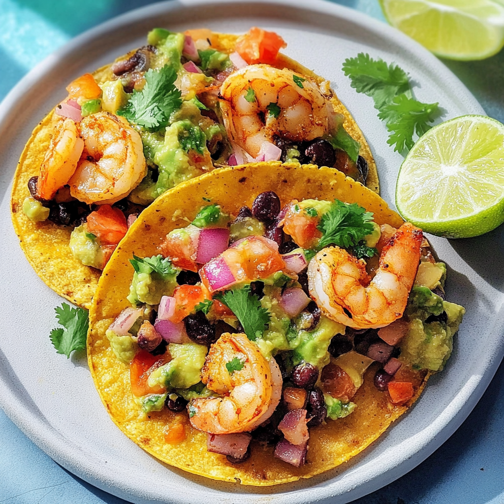 Recipe preparation for Grilled Shrimp Tostadas with Guacamole & Pico de Gallo