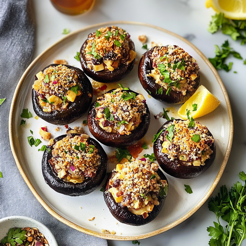 Recipe preparation for Authentic Tofu Stuffed Mushrooms