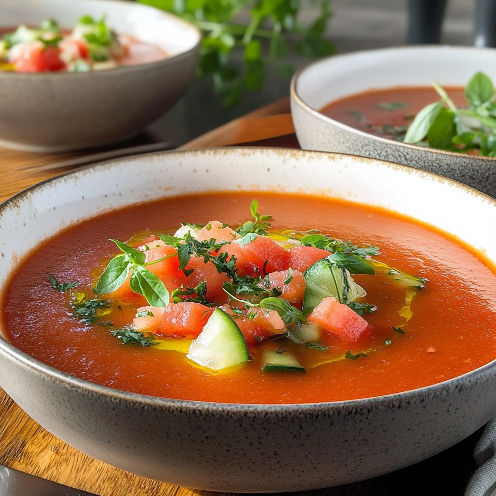 Recipe preparation for Watermelon Gazpacho