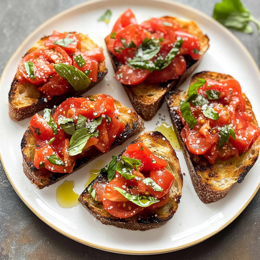 Recipe preparation for Tomato Basil Bruschetta