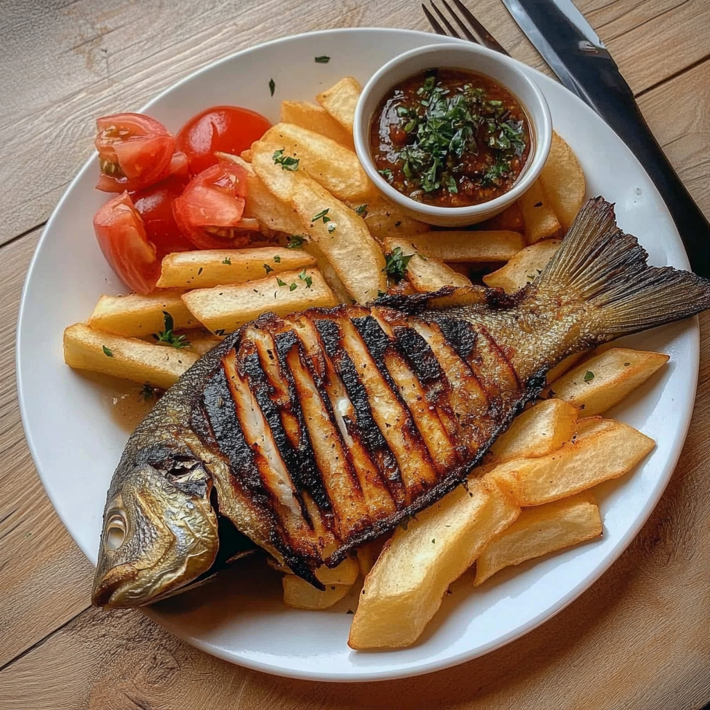 Recipe preparation for Grilled Fish and Chips