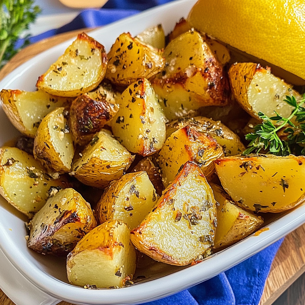 Recipe preparation for Lemon Roasted Greek Potatoes