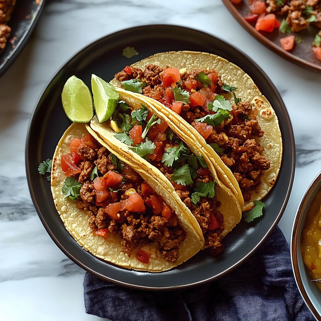 Recipe preparation for Tangy Cauliflower Beef Tacos