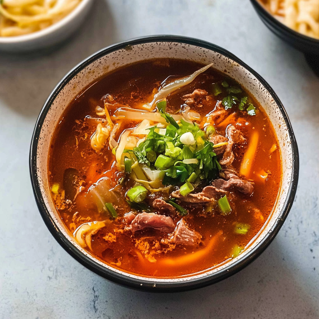 Recipe preparation for Spicy beef Soup