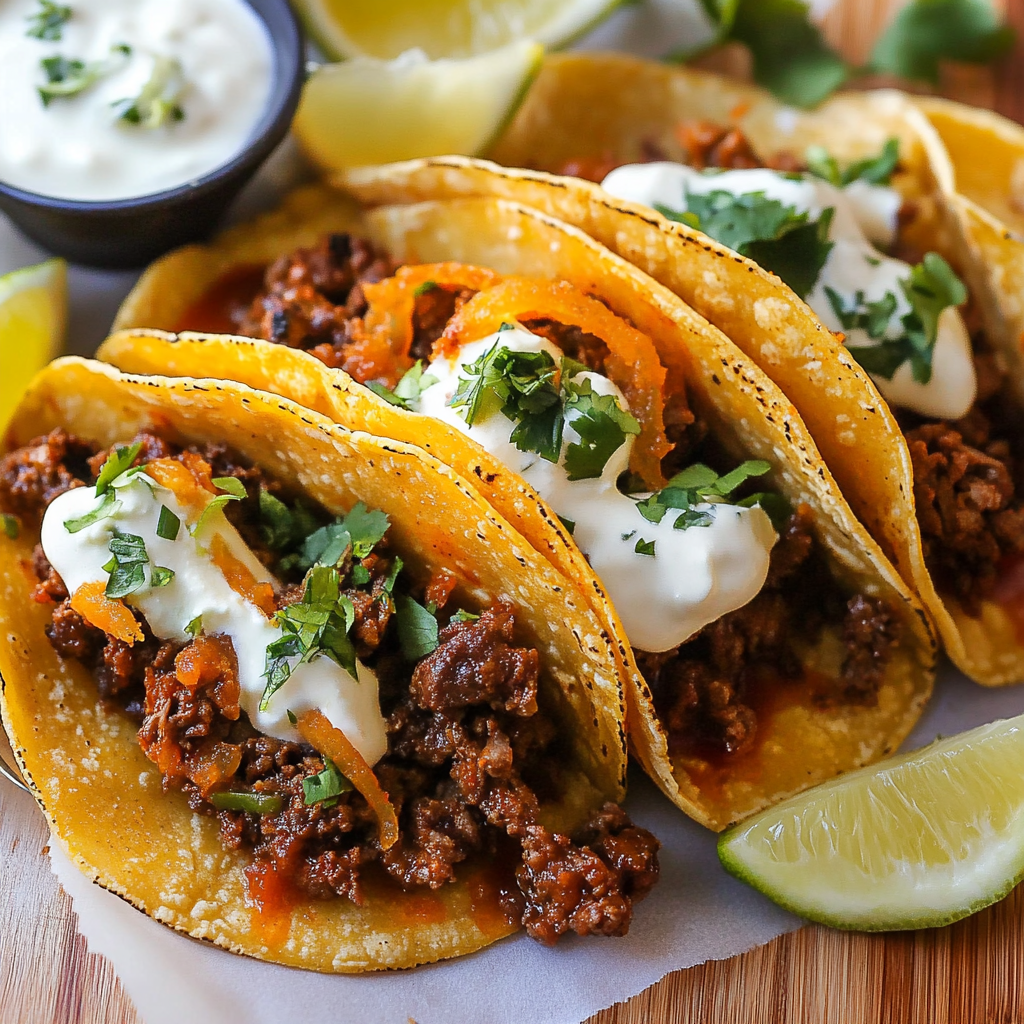 Recipe preparation for Gourmet Beef Tacos