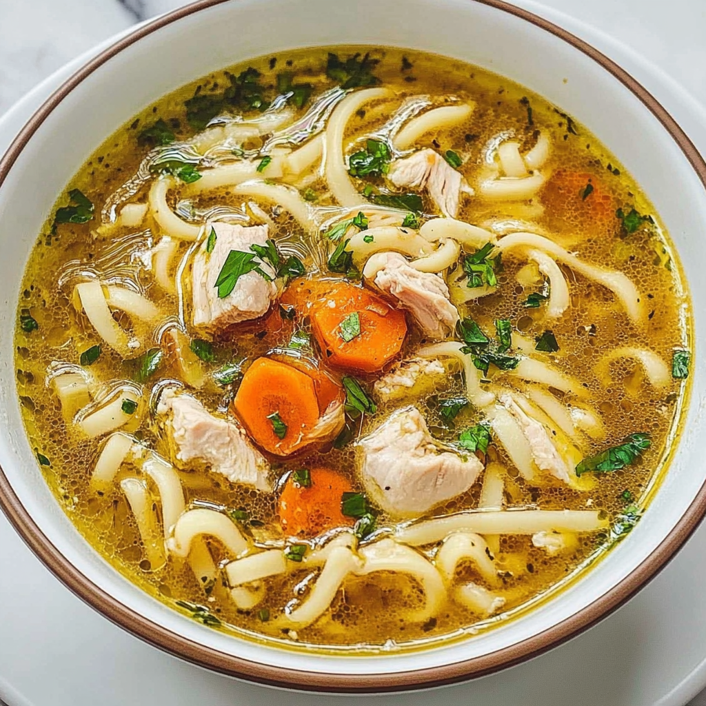 Recipe preparation for Stewed Chicken Noodle Soup