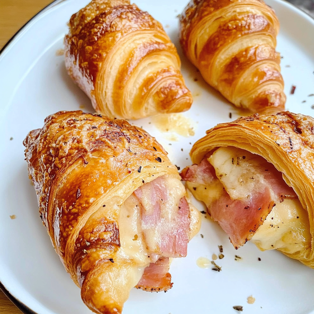 Recipe preparation for Air Fryer Ham Cheese Croissants