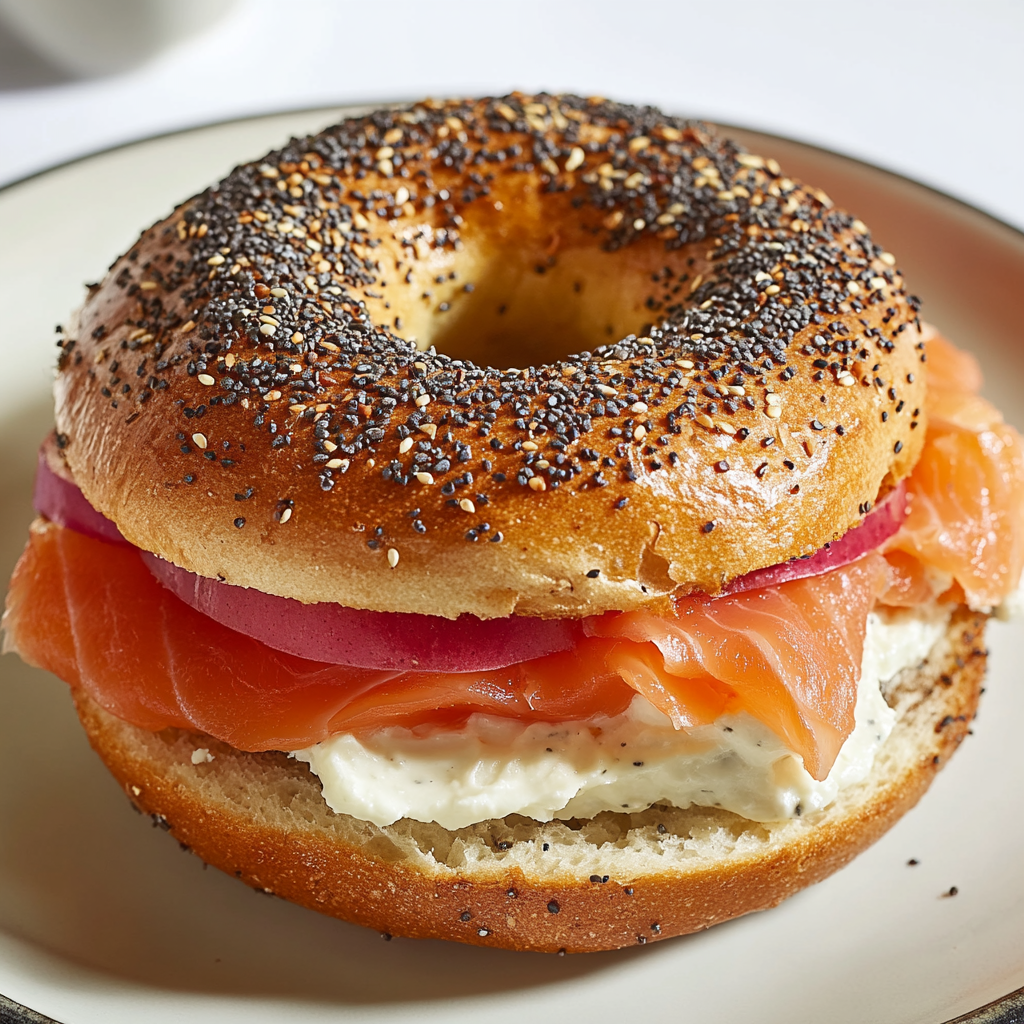 Recipe preparation for Smoked Salmon Bagel