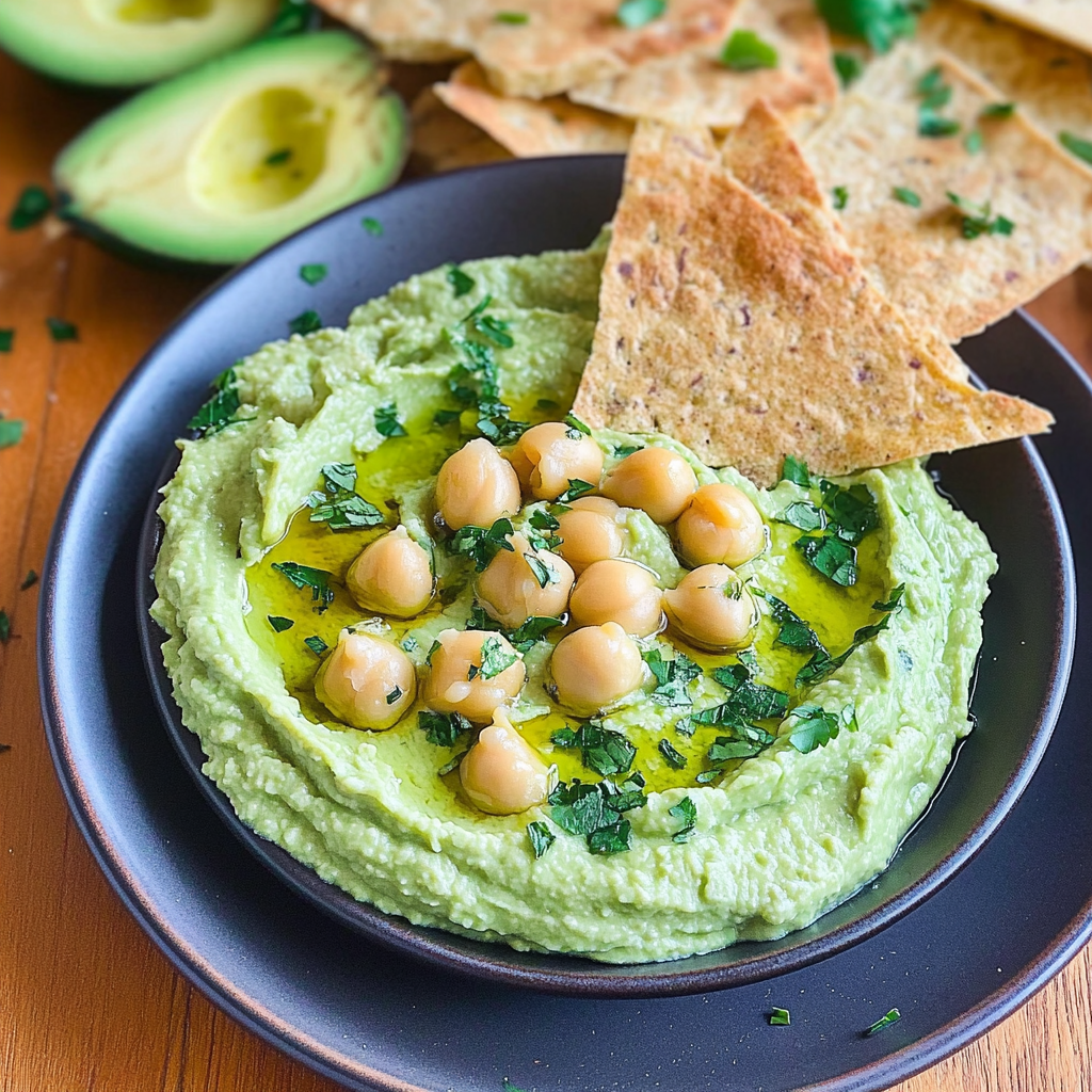 Recipe preparation for Creamy Avocado Chickpea Dip