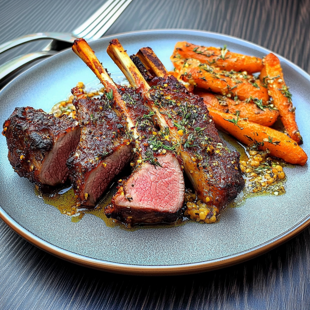 Recipe preparation for Smoked Rack of Lamb
