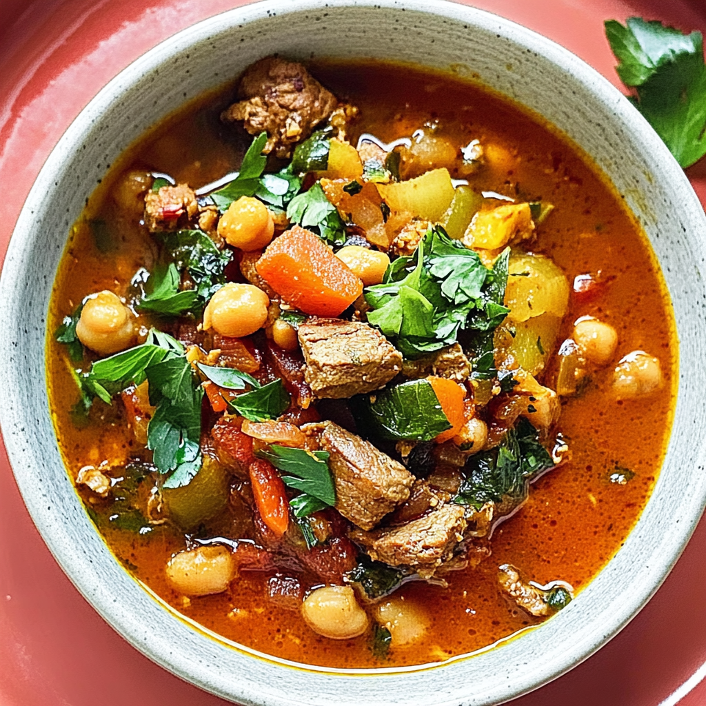 Recipe preparation for Lamb Shawarma Chickpea Soup