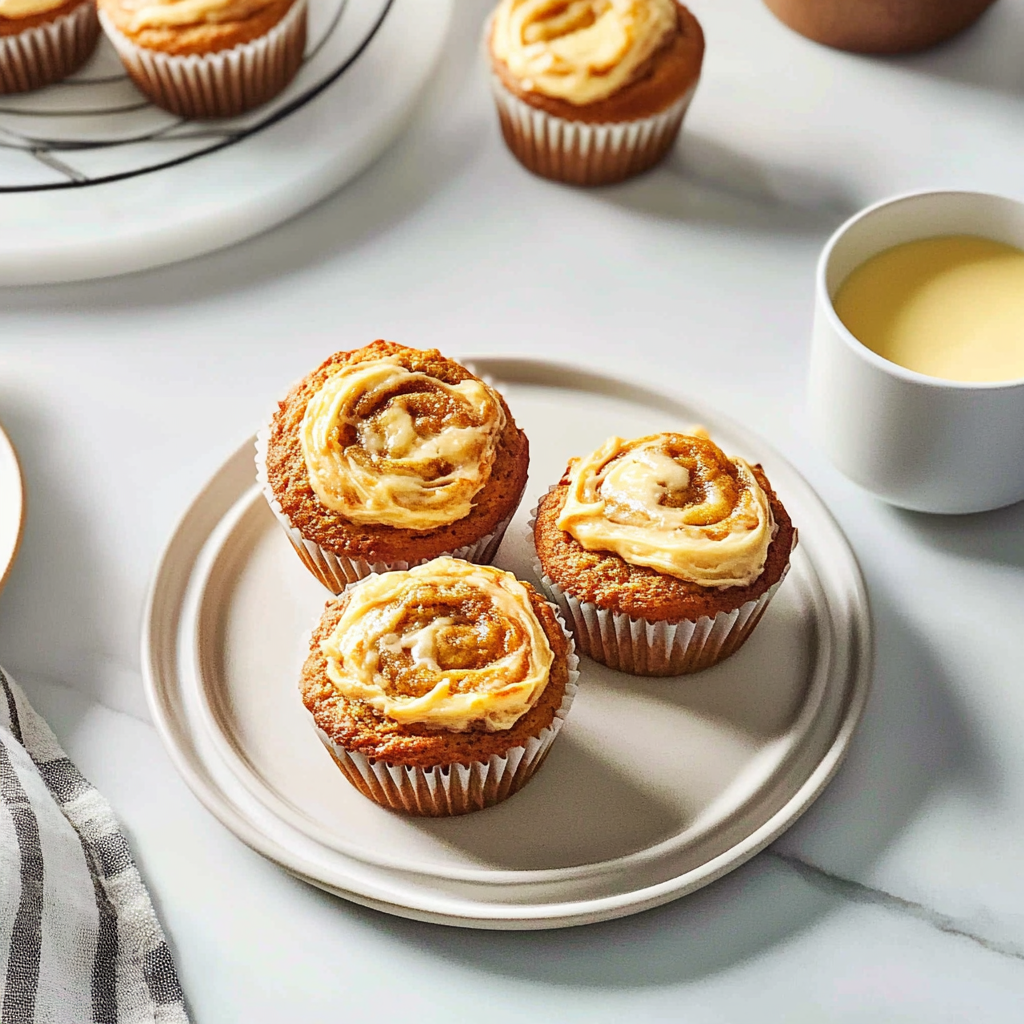 Recipe preparation for Pumpkin Cream Cheese Swirl Muffins