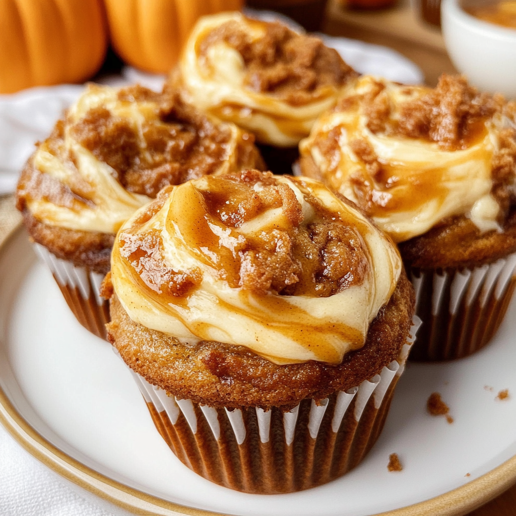 Recipe preparation for Pumpkin Cream Cheese Swirl Muffins