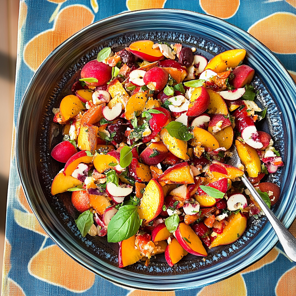 Recipe preparation for Peach Salad