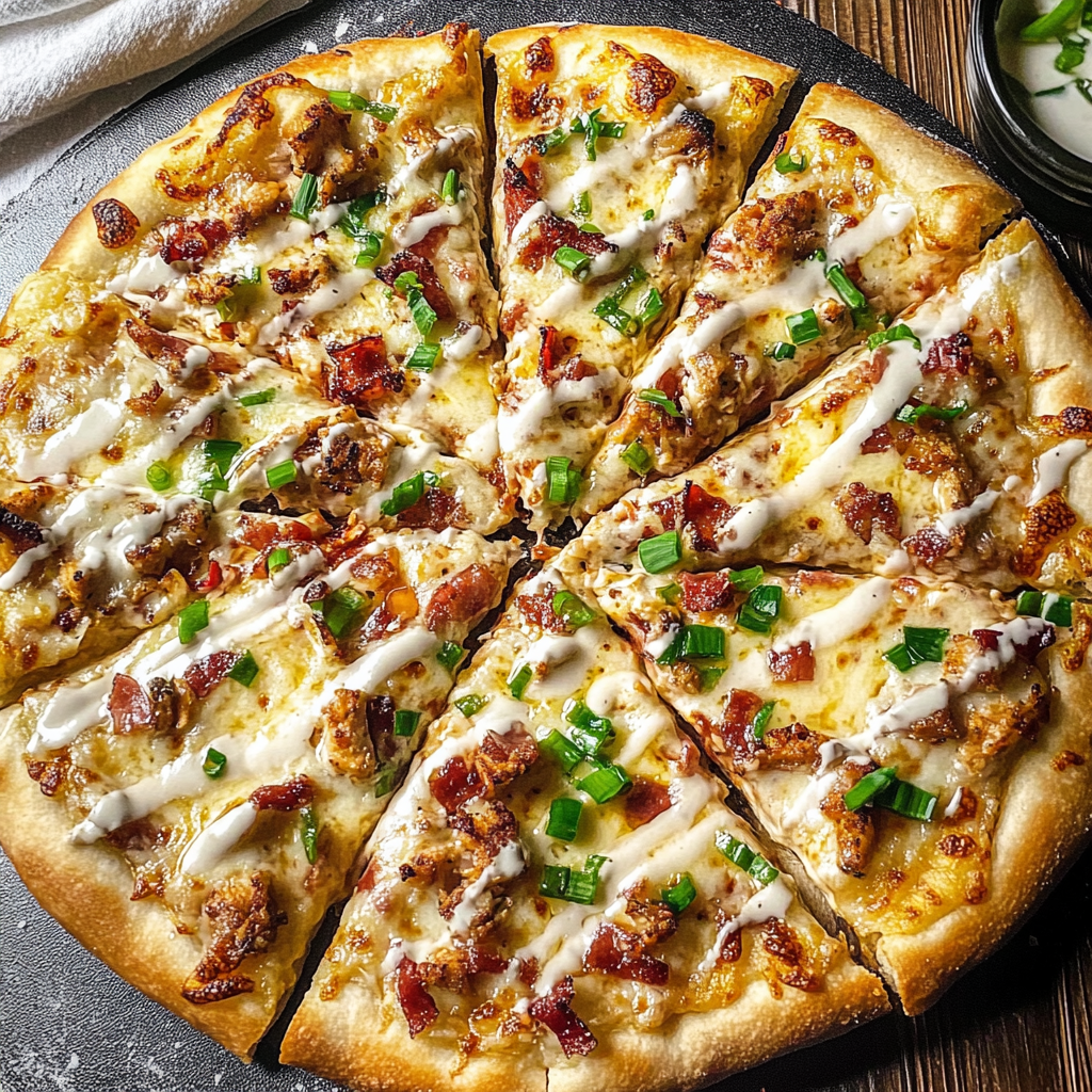 Recipe preparation for chicken bacon ranch pizza