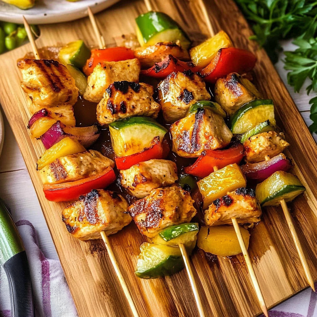 Recipe preparation for Hawaiian Chicken Pineapple Kebabs
