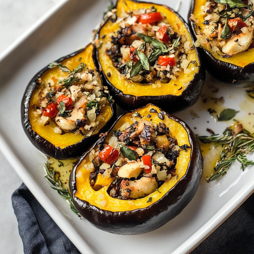 Recipe preparation for Stuffed Baked Acorn Squash