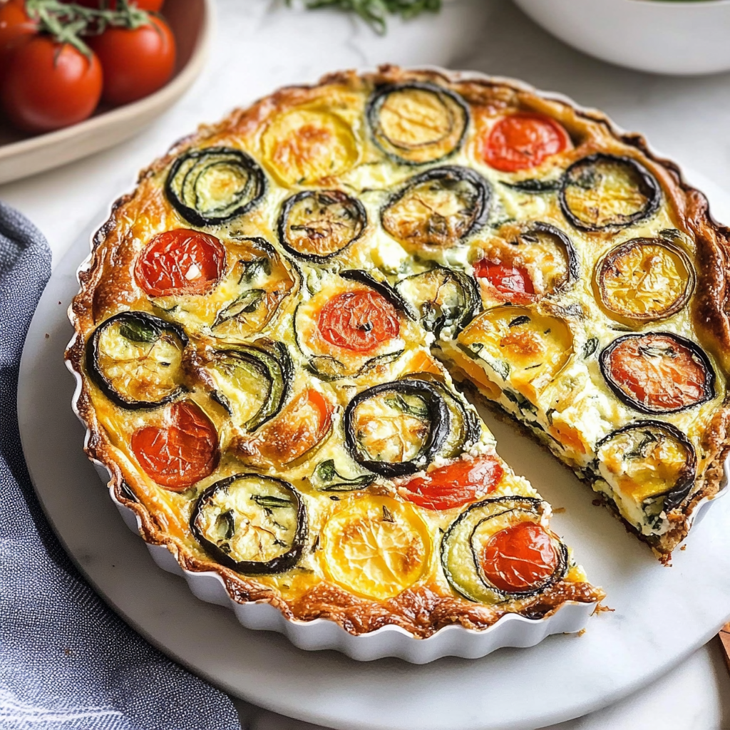 Recipe preparation for Crustless Garden Vegetable Quiche