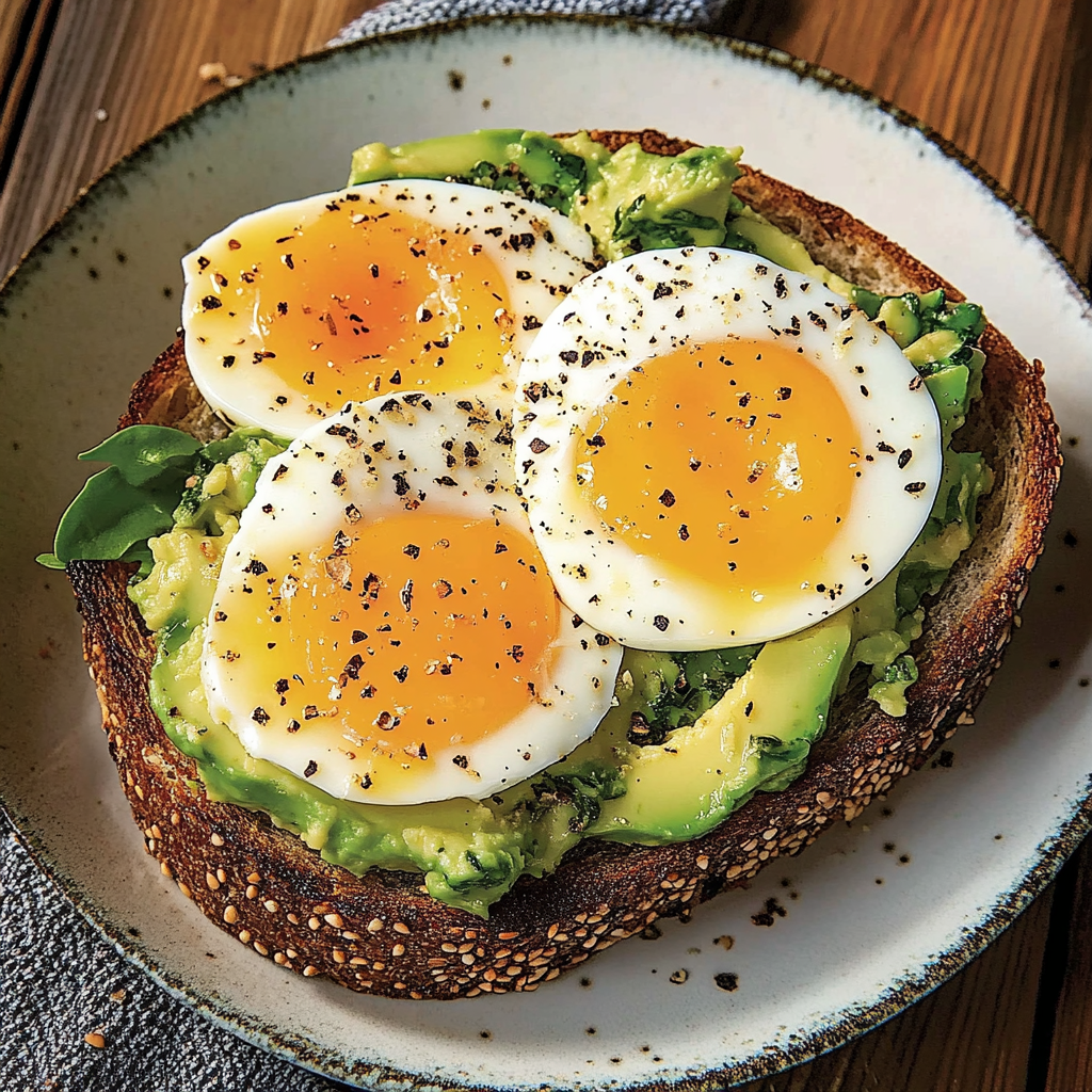 Recipe preparation for Spinach Avocado Egg toast