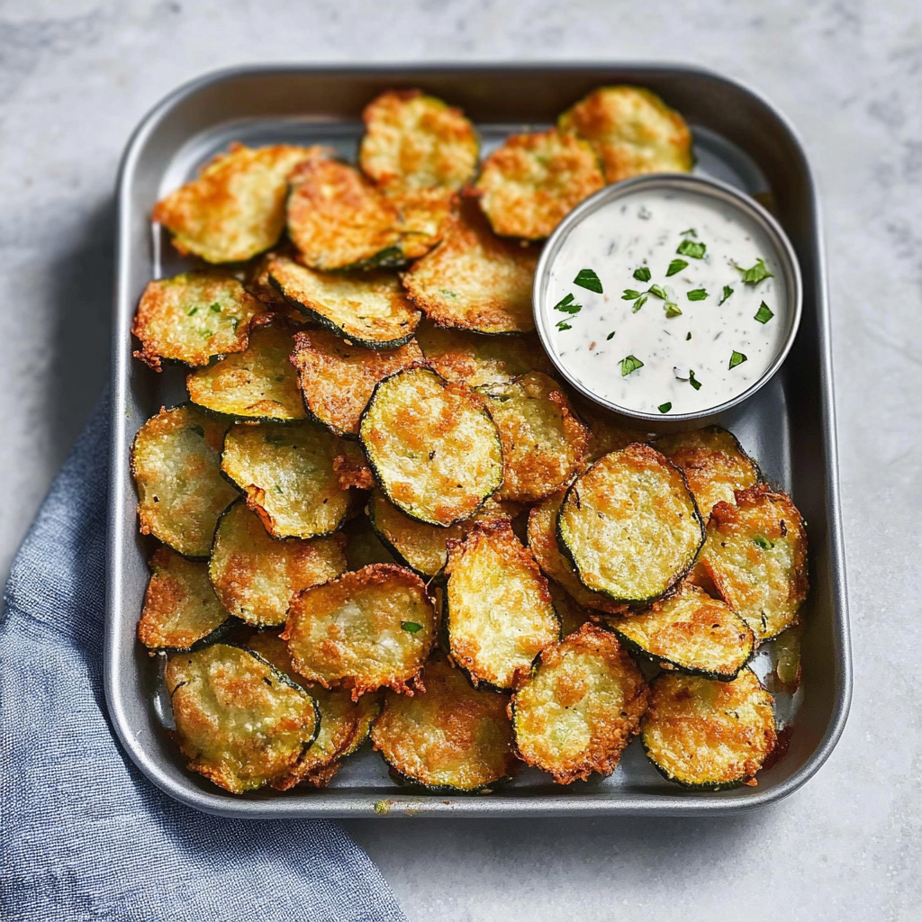 Recipe preparation for Crispy Air Fryer Zucchini Chips