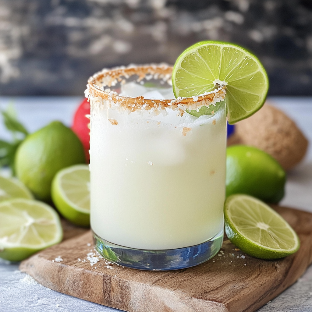 Recipe preparation for Frosty Tropical Coconut Margarita