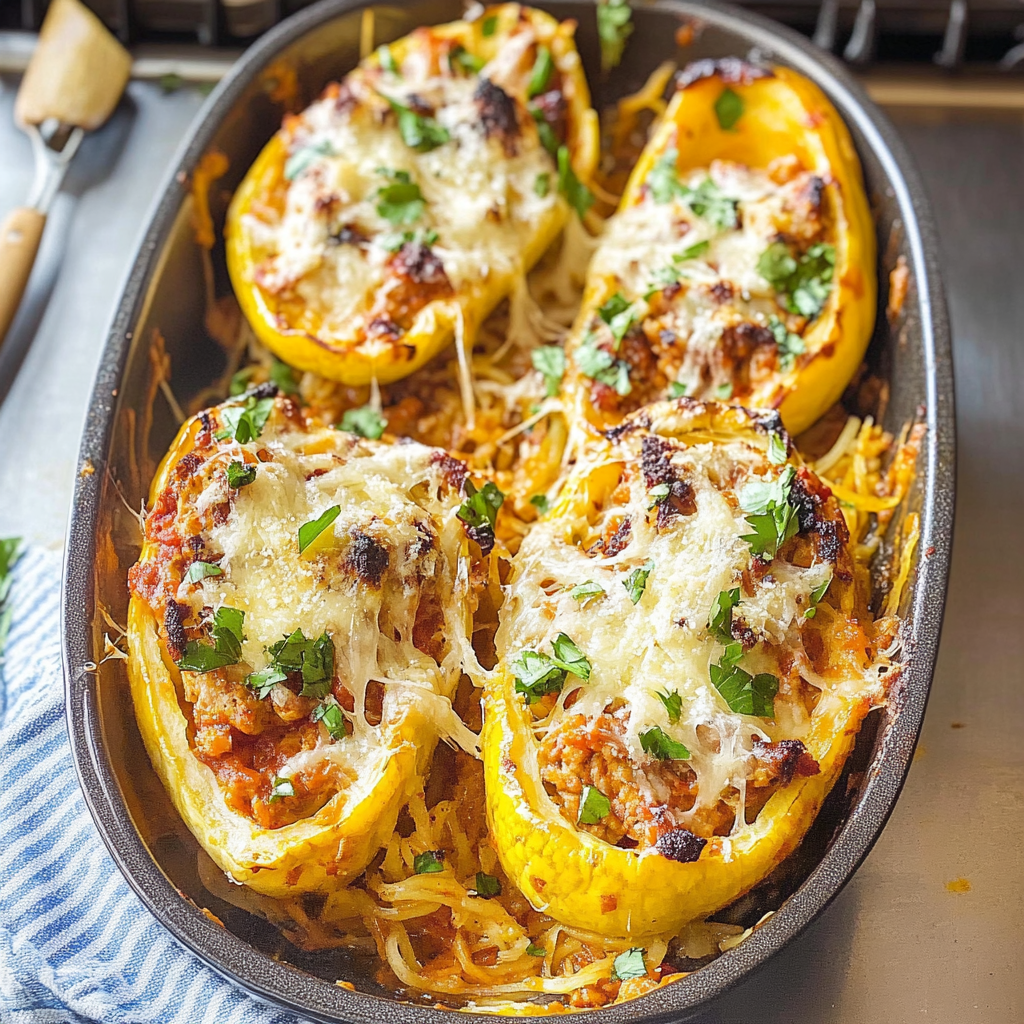 Recipe preparation for Turkey Marinara Spaghetti Squash
