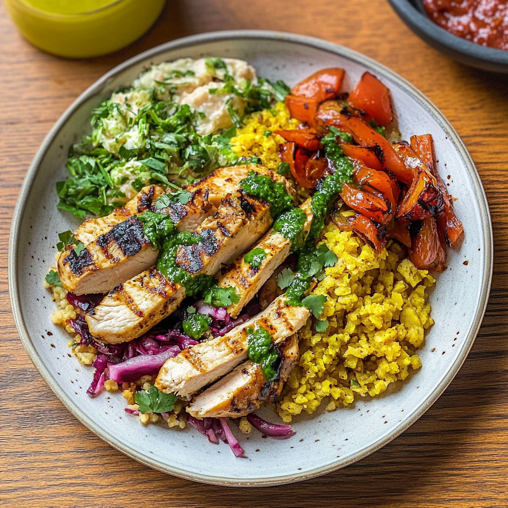 Recipe preparation for Grilled Chicken Chimichurri Bowl Recipe