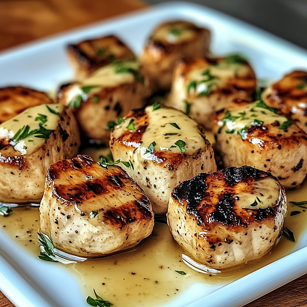 Recipe preparation for Creamy Garlic Sauce with Grilled Chicken Bites