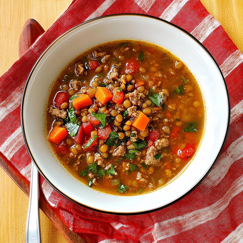 Recipe preparation for Slow Cooker Beef Lentil Soup
