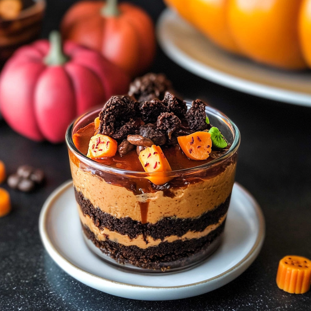 Recipe preparation for Pumpkin Patch Dirt Cups