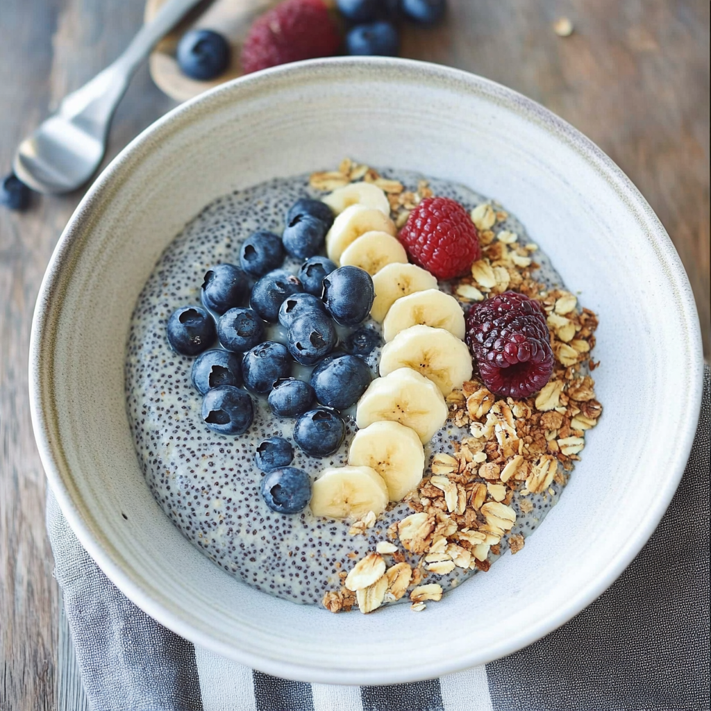 Recipe preparation for Blueberry & Peanut Butter Chia Pudding