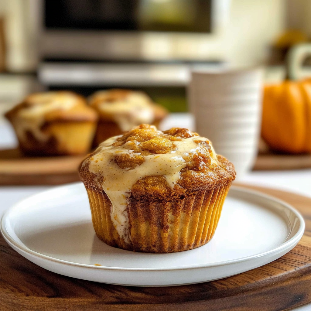 Recipe preparation for Pumpkin Cream Cheese Swirl Muffins