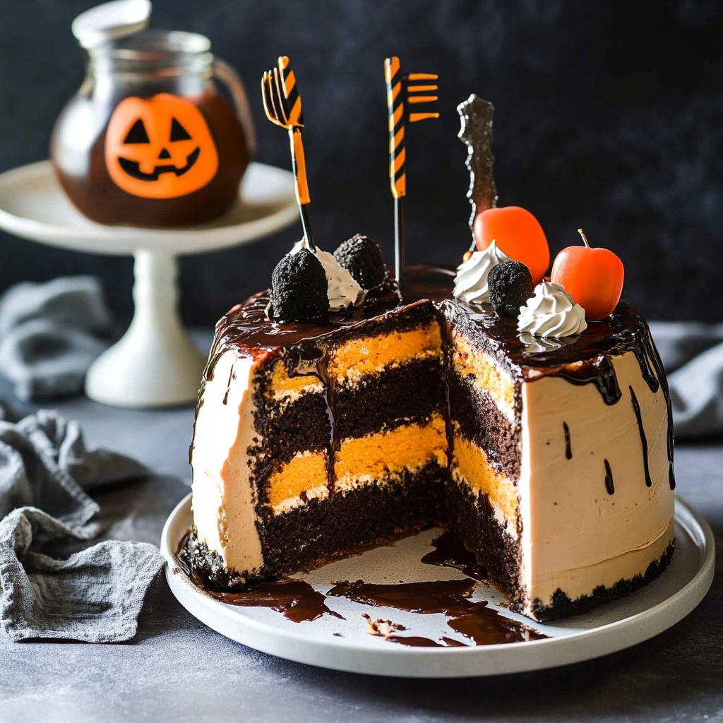 Recipe preparation for Halloween Cookies and Cream Cheesecake