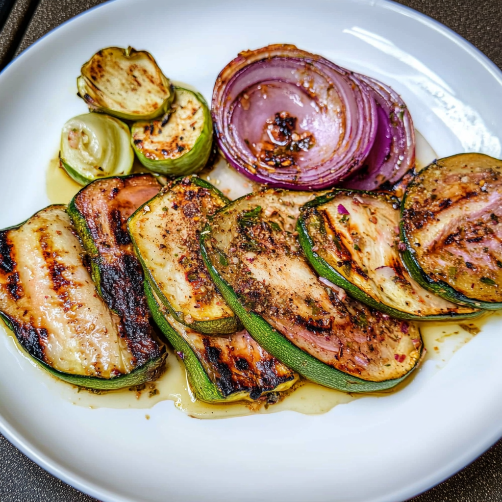 Recipe preparation for Marinated Zucchini and Red Onions