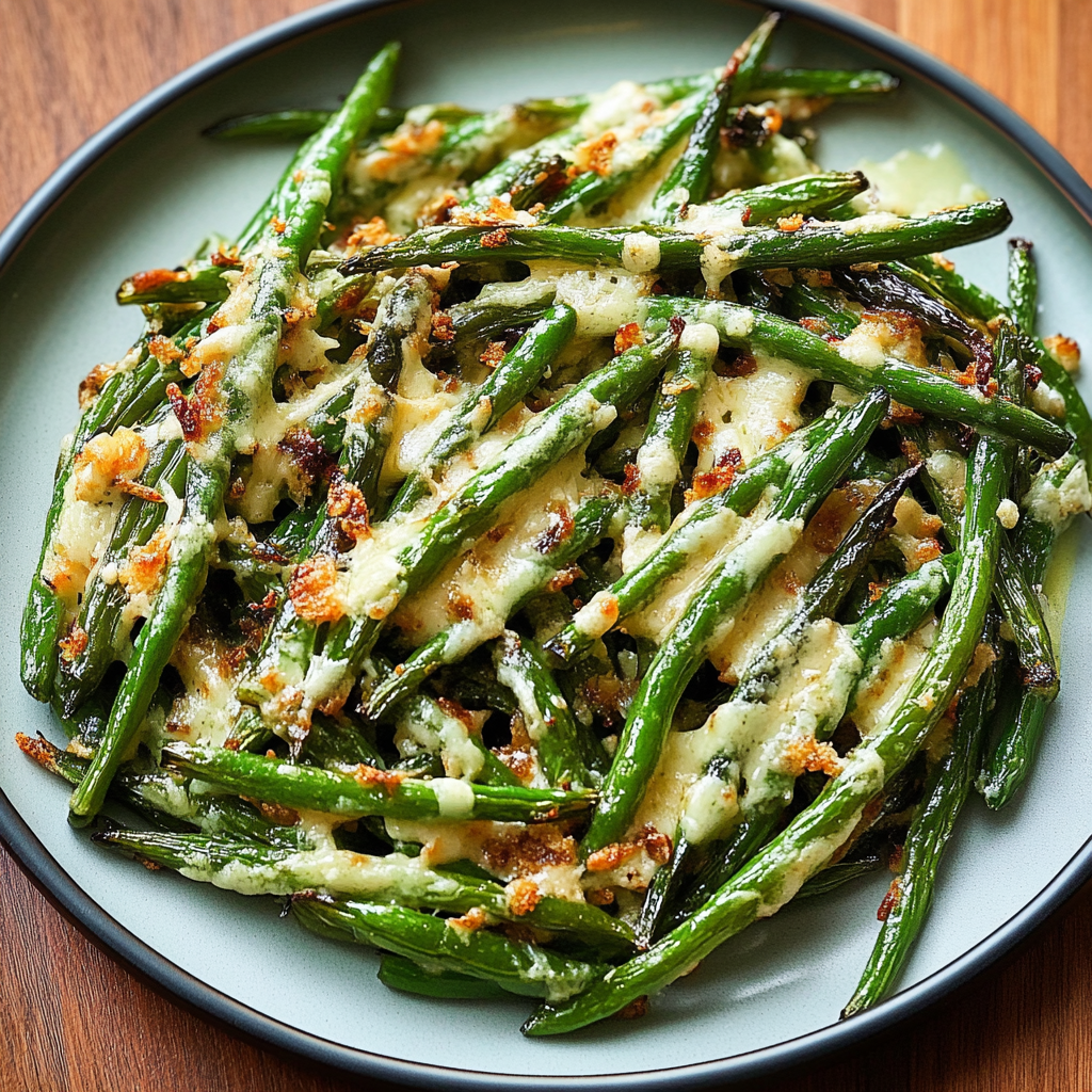Recipe preparation for Roasted Parmesan Green Beans