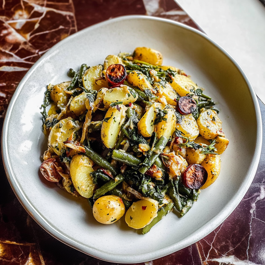 Recipe preparation for French-Style Potato and Green Bean Salad