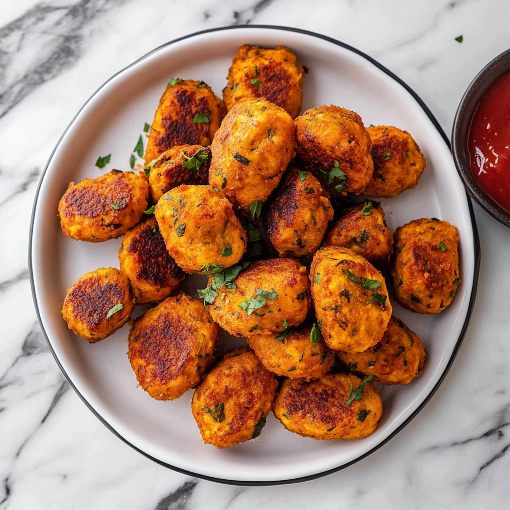Recipe preparation for Baked Sweet Potato Zucchini Tots