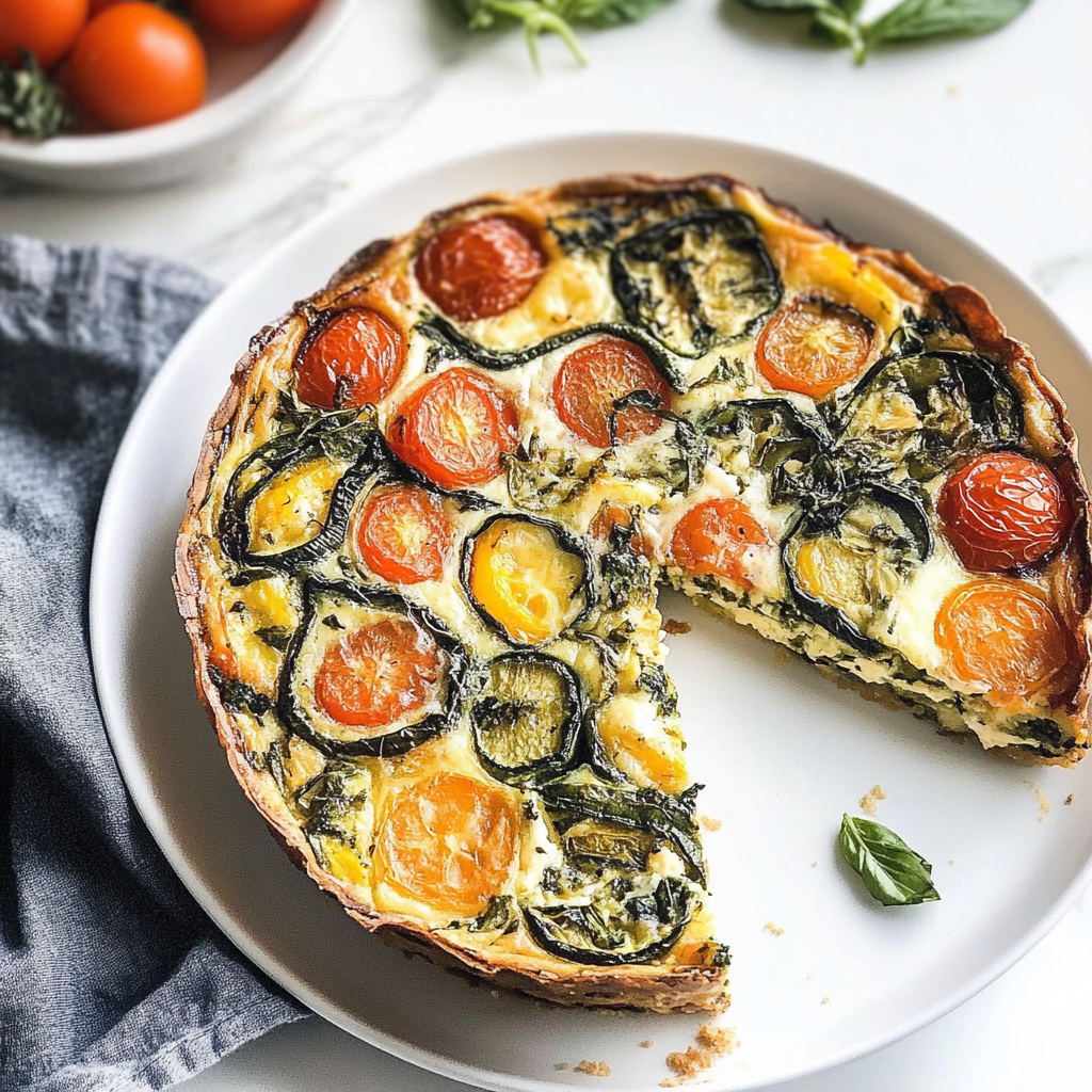 Recipe preparation for Crustless Garden Vegetable Quiche