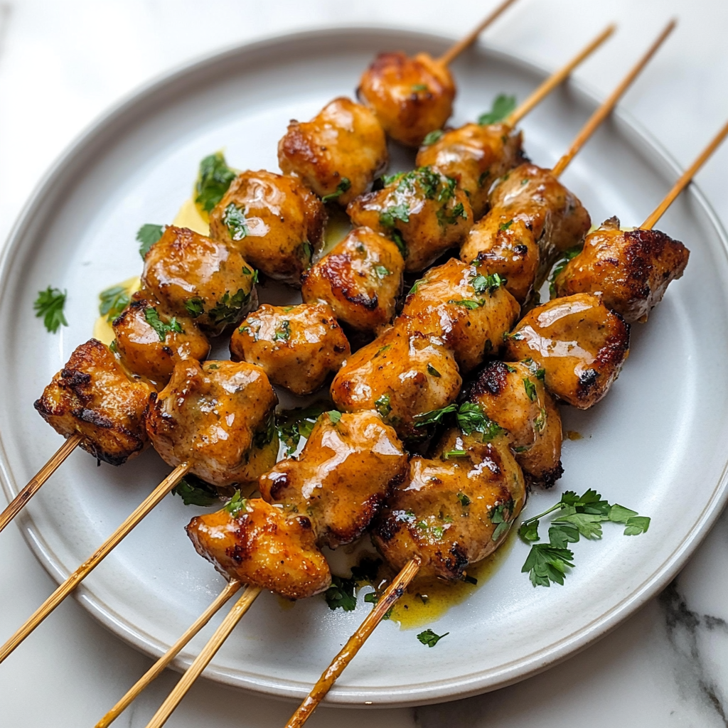 Recipe preparation for Garlic Parmesan Chicken Skewers